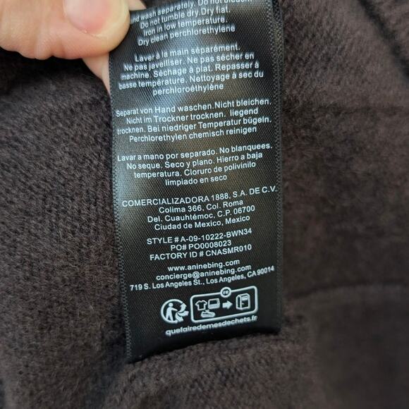 Anine Bing Jackson Deep Brown 100% Cashmere V-neck Button Logo Cardigan, size S - Picture 9 of 9